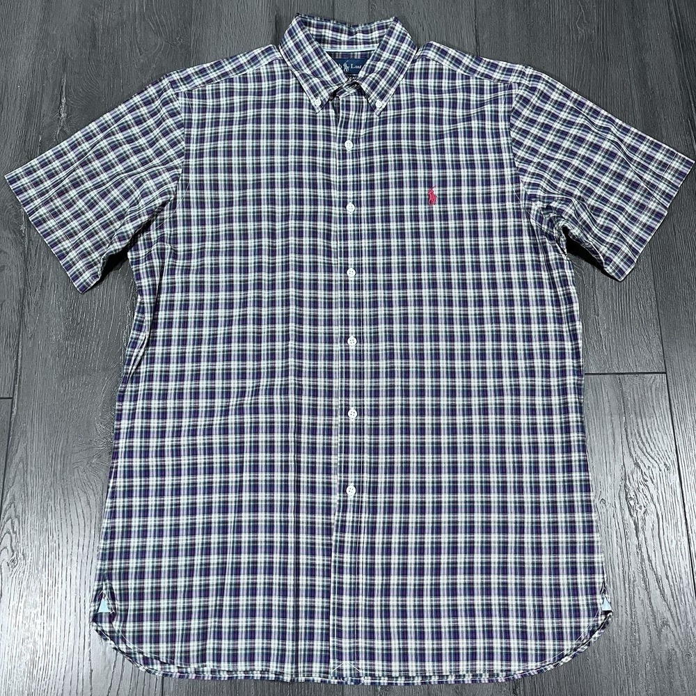 Polo‎ Ralph Lauren S/S Camp Button Front Shirt Mens Med Plaid Classic Red Pony